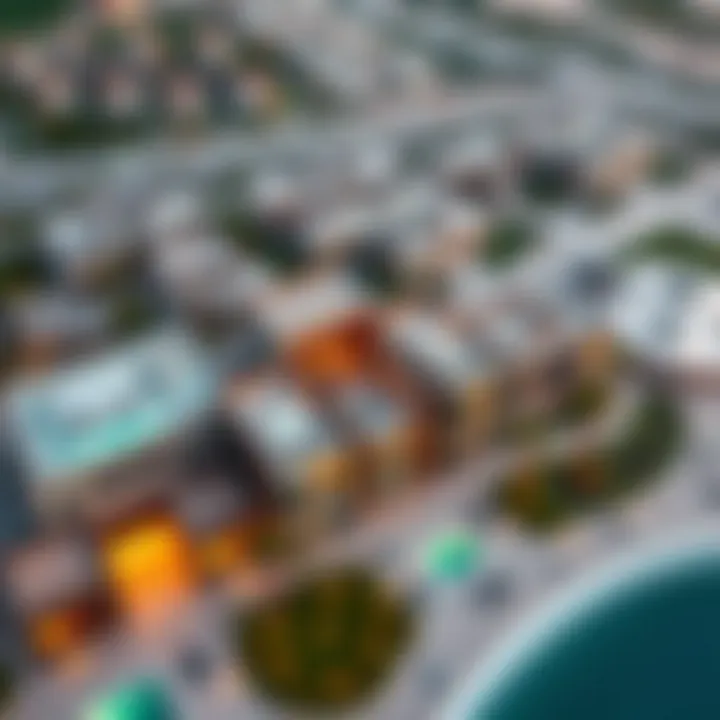 Aerial view of Dubai Land Villanova showcasing its modern architecture