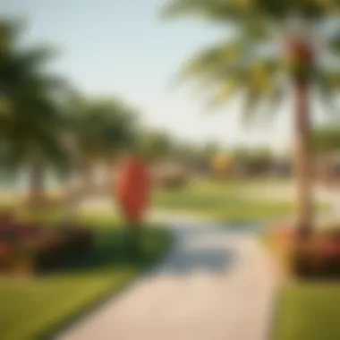 Community amenities including parks and recreational facilities in Dubai Land