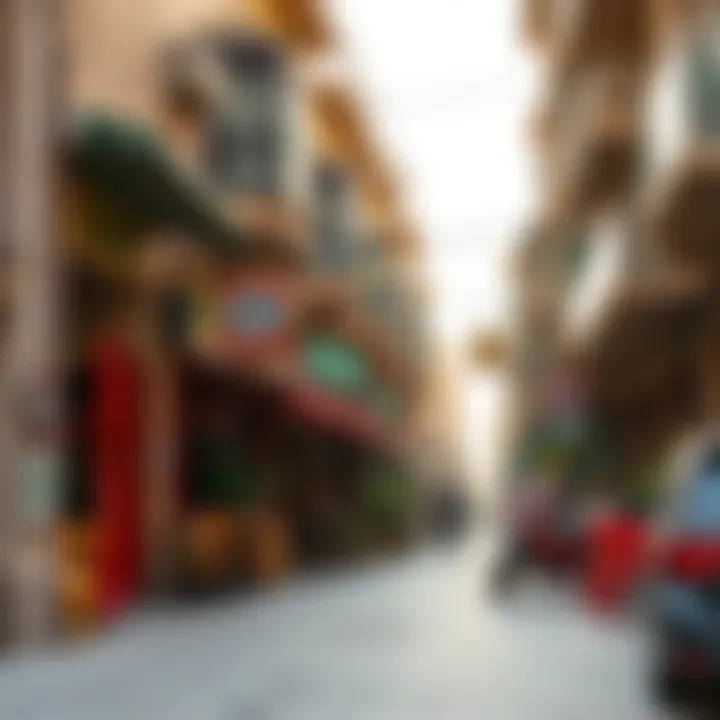 Vibrant Street Life in Ghadeer A vibrant street in Ghadeer filled with local shops and cafes