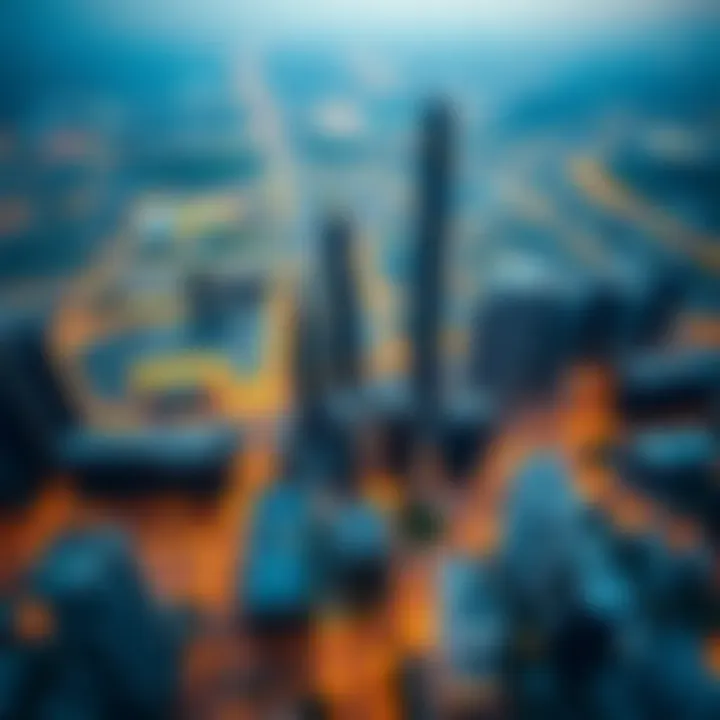 Dubai's Skyline and Office Spaces Aerial view of Dubai's skyline with office buildings