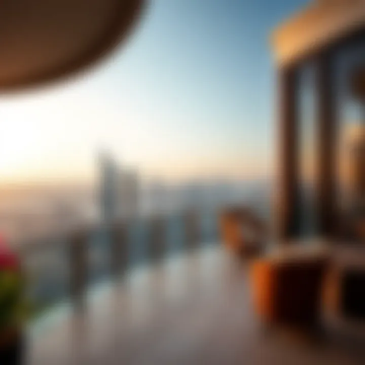 Panoramic View from St. Regis Emaar Terrace A panoramic view of the Dubai skyline from the St. Regis Emaar terrace