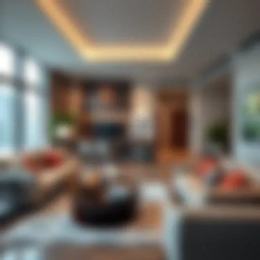 Modern two-bedroom apartment living room in Bur Dubai