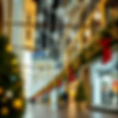 Festive Winter Celebrations in Dubai Festive decorations and lights adorning a popular Dubai shopping district during the winter season
