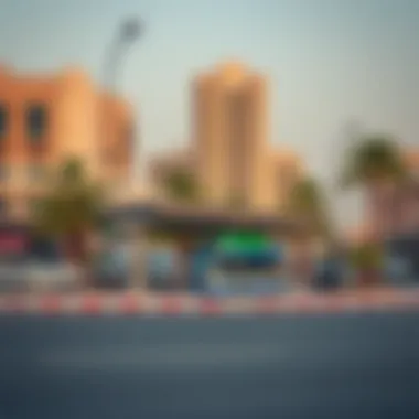 Street view of ADCB Metro Station and surrounding area