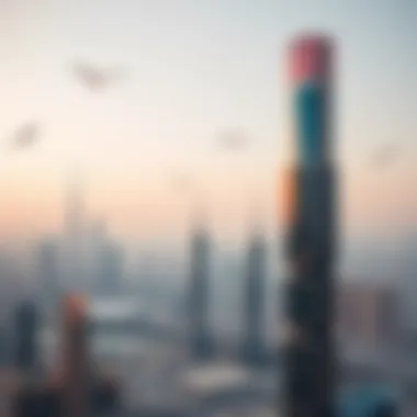 Flamingo Z2 Tower: A Central Landmark in Dubai Panoramic view of Dubai skyline with Flamingo Z2 Tower as a central landmark