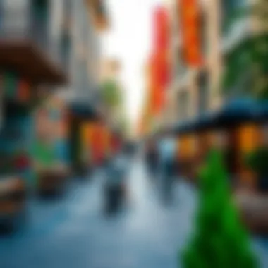 Vibrant cultural scene with street art and outdoor dining at City Walk