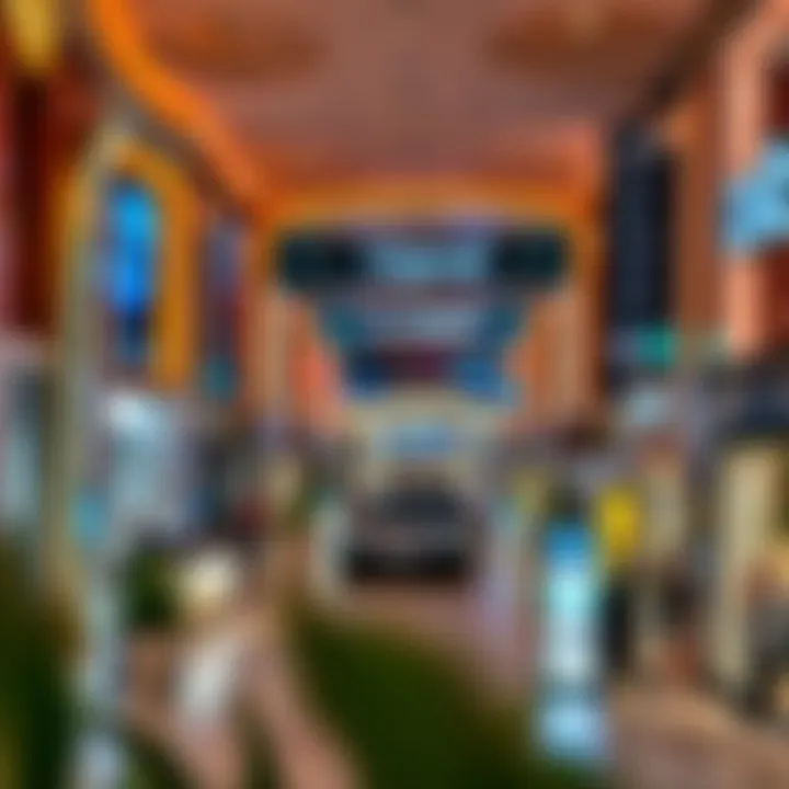 Overview of City Walk area emphasizing shopping and leisure activities