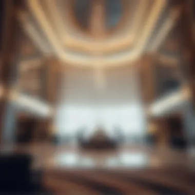 Elegant Lobby of Hyatt Regency Dubai Deira Luxurious lobby area of Hyatt Regency Dubai Deira capturing its elegance