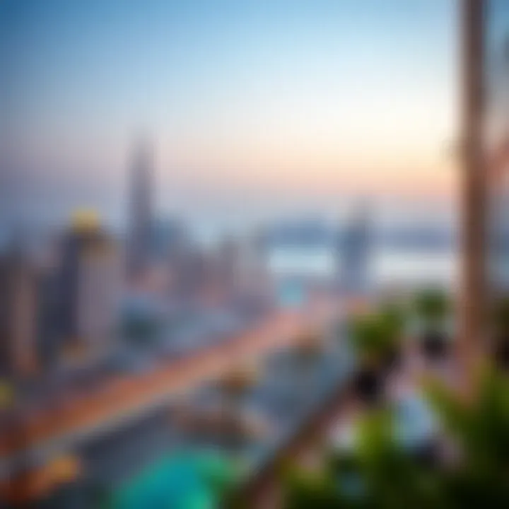 Panoramic View from Hyatt Regency Dubai Deira Panoramic view of Dubai's skyline from Hyatt Regency Dubai Deira's terrace