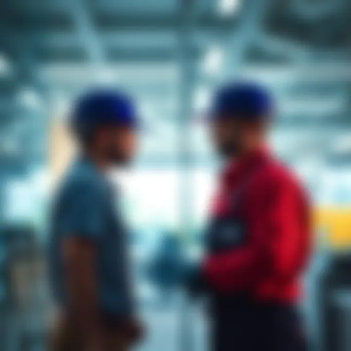 Snapshot of maintenance professionals at work in an office building