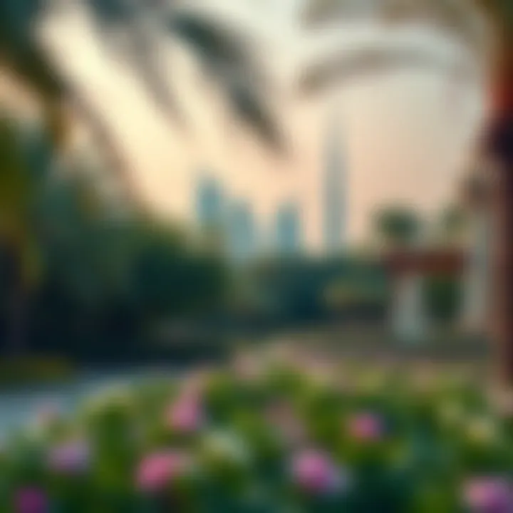 Iconic landmarks and lush greenery surrounding the كورنيش الممزر area