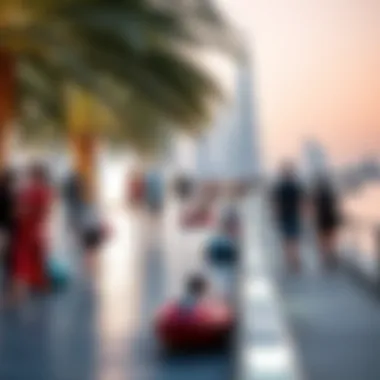 Visitors enjoying recreational activities along the waterfront of كورنيش الممزر