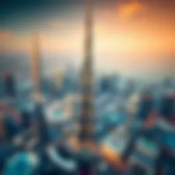 Aerial view of the Burj Khalifa and surrounding skyline