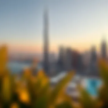 Panoramic view of Omer Tower against the Dubai skyline