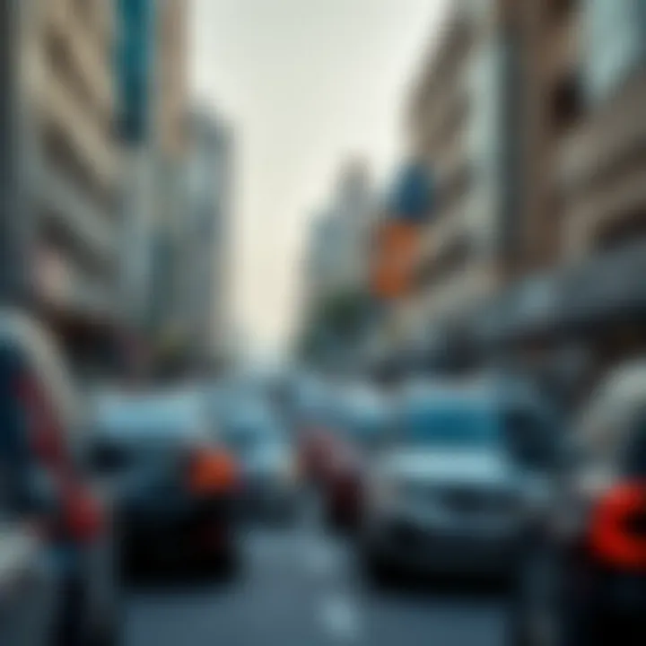 A busy street in Dubai with diverse parking options available