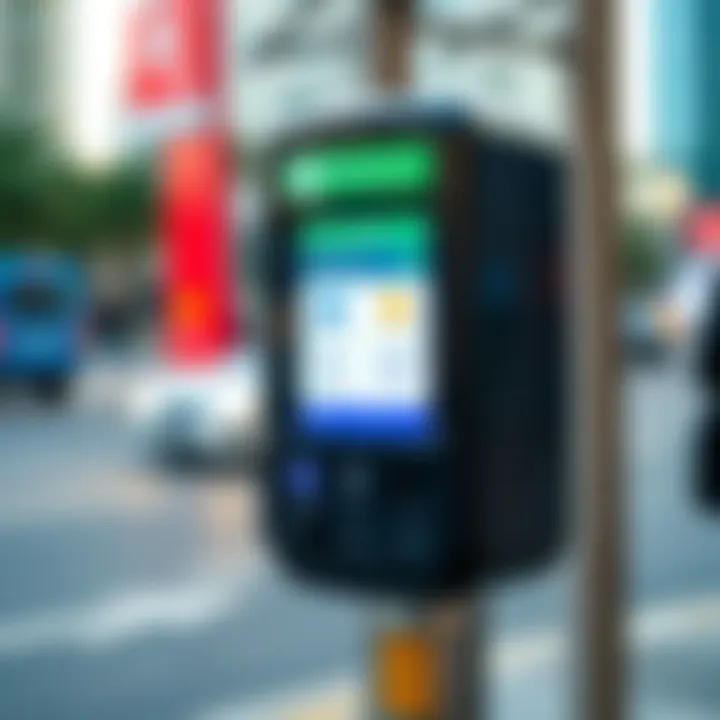 Smart parking meter displaying digital payment options in Dubai