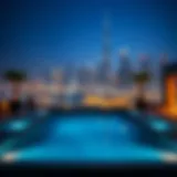 Luxurious private pool with stunning city skyline