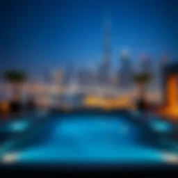 Luxurious private pool with stunning city skyline