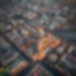 An aerial view showcasing the grandeur of Qasar Al Qasimia within the Dubai skyline