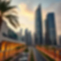 Sahara Tower showcasing modern architecture against the Dubai skyline