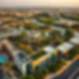 Aerial view of Saqr Park showcasing its lush greenery and surrounding urban landscape
