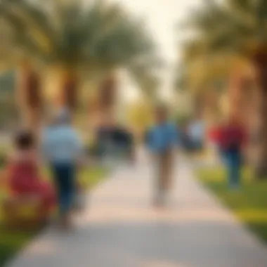 Visitors enjoying recreational activities in the serene environment of Saqr Park