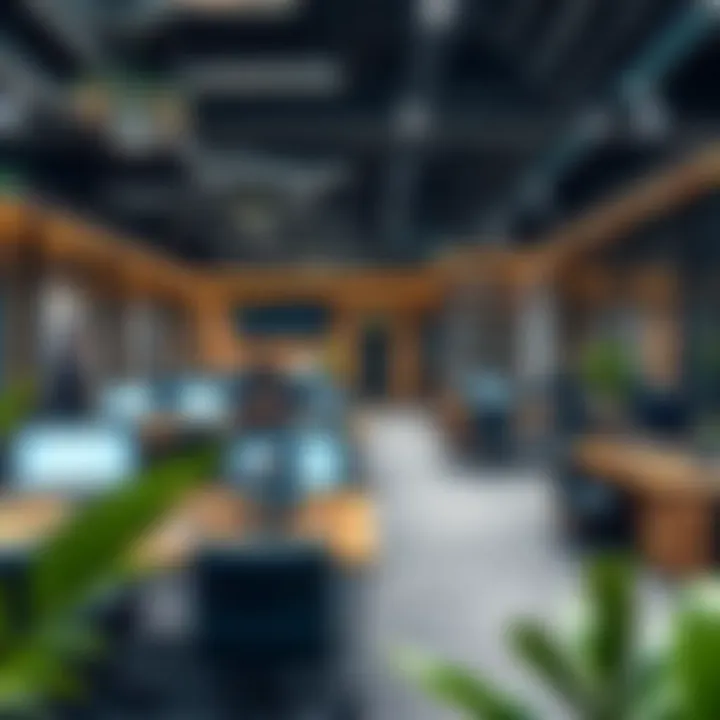 Collaborative Tech Workspace A high-tech office environment highlighting collaboration and creativity