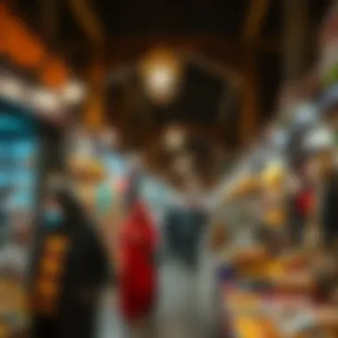 Vibrant souk bustling with shoppers and traditional goods