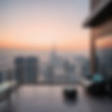 Breathtaking Skyline View from St. Regis Residences Panoramic view from a St. Regis Residence balcony overlooking Dubai skyline