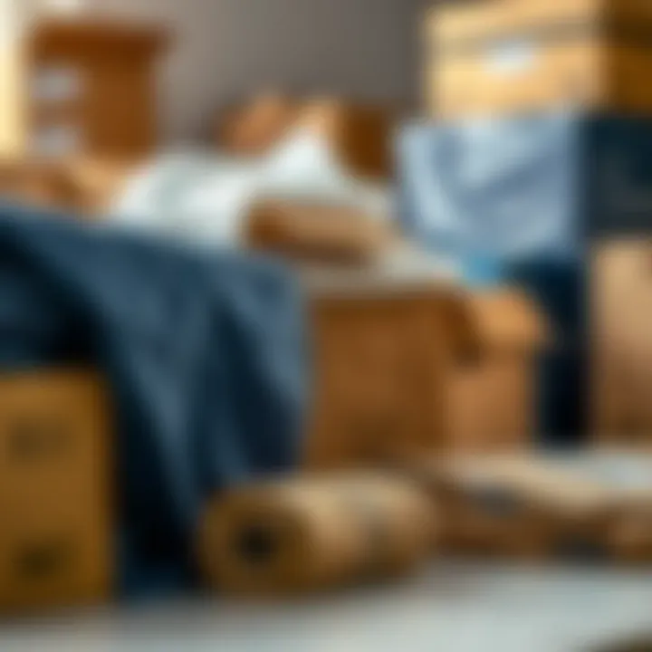 Close-up of packing materials and boxes ready for relocation