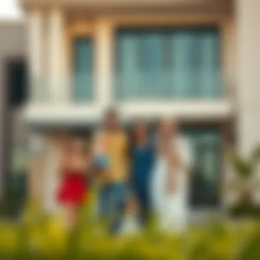 A satisfied family in front of their new home in Dubai after a successful move