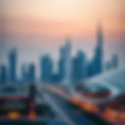 Skyline of Dubai featuring iconic buildings