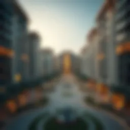 Aerial view of a luxurious residential complex in Dubai