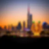 Celebrating UAE Holidays Against a Stunning Dubai Skyline A vibrant skyline of Dubai during a public holiday