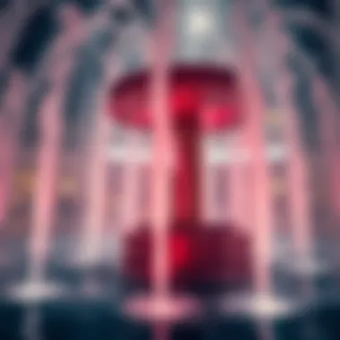 Intricate Water Jet Mechanism Close-up of the water jets during the fountain show