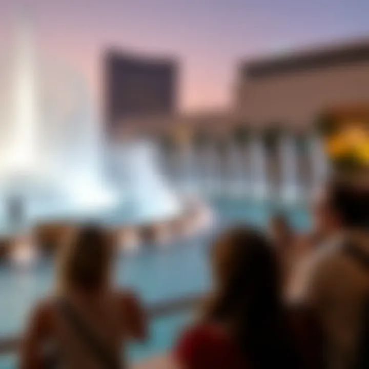 Visitors enjoying the fountain show at Dubai Mall