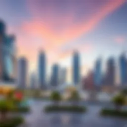 Skyline of Dubai showcasing modern architecture