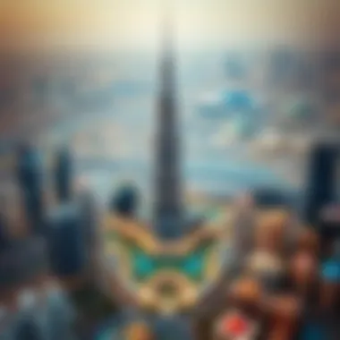 Wafra Square Building in Dubai's Skyline Aerial view of Wafra Square Building amidst Dubai's skyline