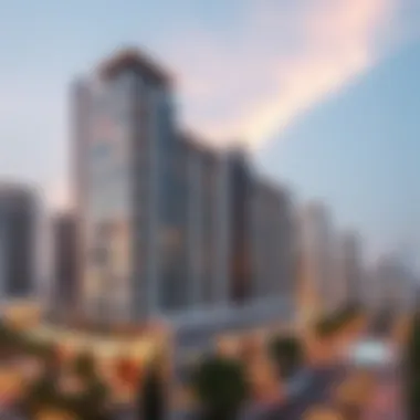 Architectural Elegance of Zain Apartments Stunning view of Zain Apartments showcasing modern architecture against the Dubai skyline